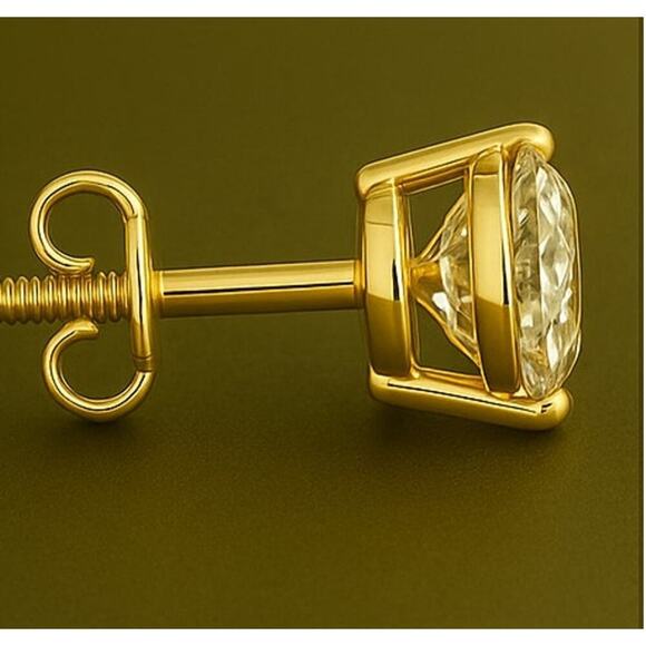 1 CT Lab Grown Diamond Stud Earrings | G VS | 14K Gold Yellow, White or Rose - Picture 2 of 9
